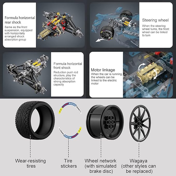 NEWRICE Formula 1 Racing Car Building Set, MOC 1:8 Scale Model Building Blocks Toys,for for 12+ Years Kids Adults(1667 Pieces)