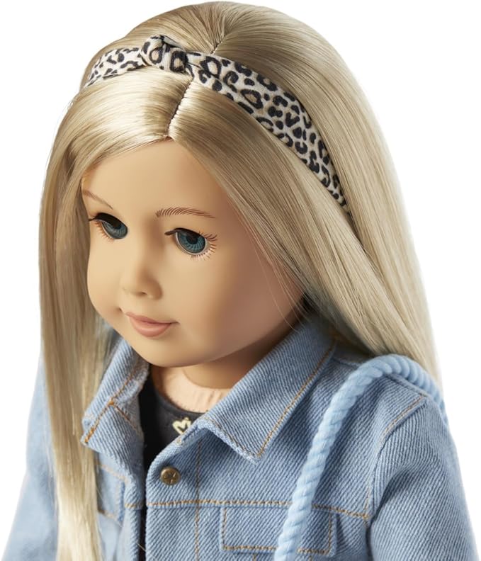 American Girl Truly Me 18-inch Doll Accessories Jean Jacket, Printed Purse, and Leopard-Print Headband, For Ages 6+