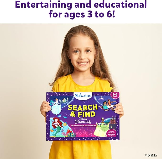 Skillmatics Search and Find Disney Princess Educational Game - Reusable Preschool Learning Activities, Perfect for Toddlers & Kids Who Love Toys, Art & Crafts, Gifts for Boys & Girls Ages 3, 4, 5, 6