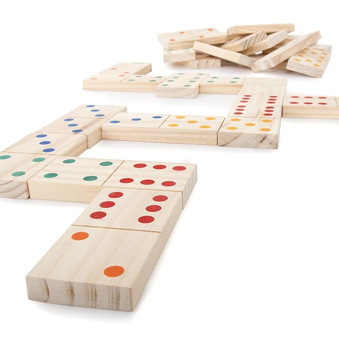 Hey! Play! Giant Wooden Dominoes Game Set (28 Piece)