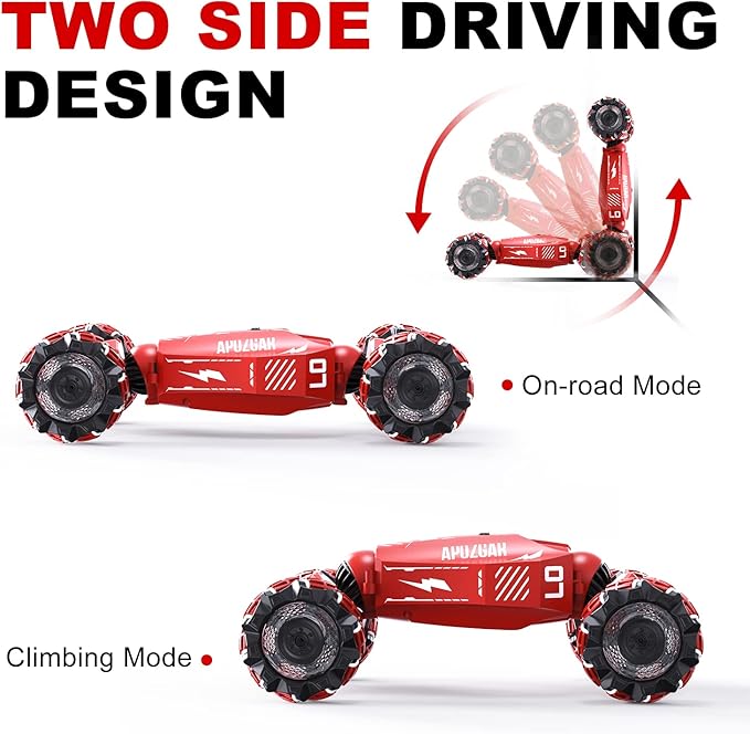 Upgraded Hand Gesture Sensing RC Stunt Car with Lights Music, Spray Drift RC Car 360 Spins All Terrains Hand Controlled Toy for 6-10 Year Old Boys