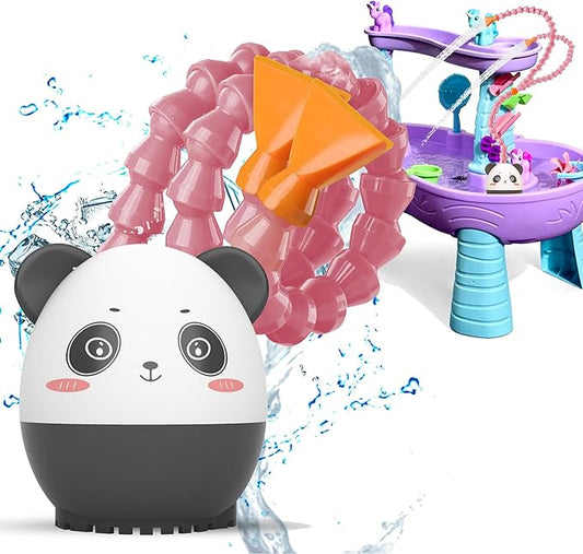 Water Table Pump, Summer Outdoor Splash Shady Oasis Water Toys, DIY Double Tube Water Pump for Kids Water Table(Pink)