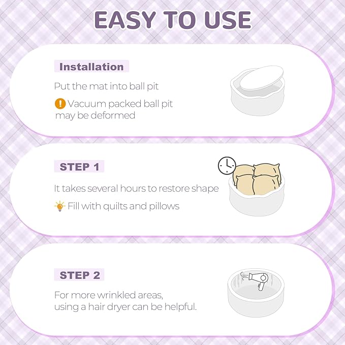 Baby Ball Pit 27.6" Soft Round Memory Foam Ball Pits NOT Included Balls Indoor Outdoor Playpen for Babies Toddlers Kids Great Gift for Girls Boys, White