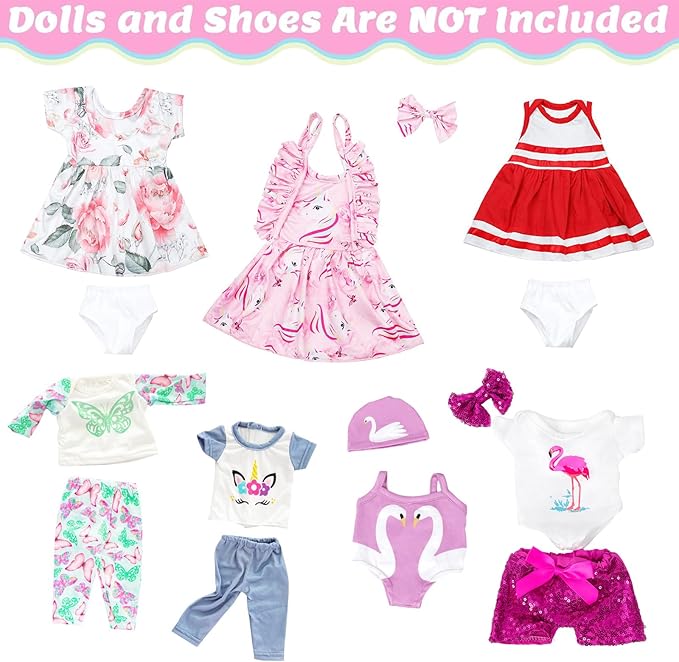 ZQDOLL American 18 inch Doll Clothes and Accessories,7 Outfits , Fits 18 inch Dolls, 18 inch Girl Doll Clothes, Christmas Birthday Gift Girl