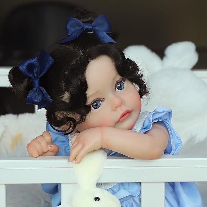 SCOM Reborn Baby Dolls Girl, 18Inch Newborn Baby Doll with Soft Weighted Cloth Body, Lifelike Reborn Toddler With Realistic Veins, Advanced Painted Baby Doll Accessories Gift Set for Kids Girls Age 3+
