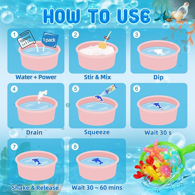 Magic Water Elf Toy Kit, Aqua Fairy Water Gel Kit, Magic Water Elf, Aqua Fairy, Magic Water Gel Kit with 20 Magic Gels and 24 Shape Molds, DIY Water Gel Kit, Birthday Gifts for Girls and Boys