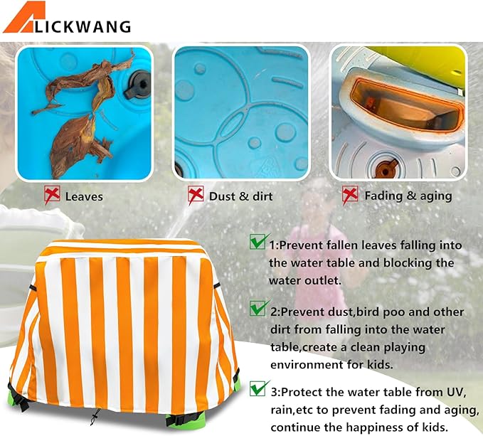AIckwang Kids Water Table Cover, Compatible With Step2 Rain Showers Splash Pond Water Table,Outdoor Waterproof Dustproof Anti-UV Kids Water Play Table Cover,orange,Cover Only.