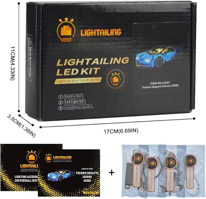 LIGHTAILING Light Set for (Bugatti Chiron) Building Blocks Model - Led Light kit Compatible with Lego 42083(NOT Included The Model)
