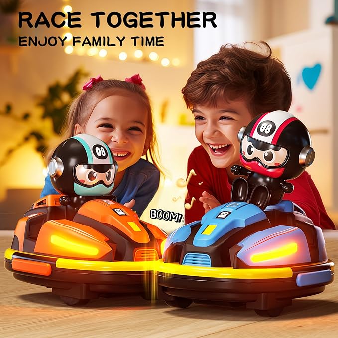 2 Pack RC Cars Toys for Toddlers|Remote Control Bumper Cars Toys with Music & Light & Spray for Kids|Birthday Gift for 3 4 5 6 7 8 Year Old Boys