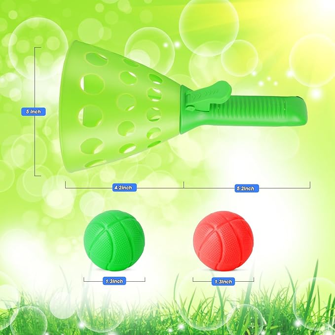 Duckura Outdoor Indoor Game Activities for Kids, Pop-Pass-Catch Ball Game with 4 Catch Launcher Baskets and 24 Balls, Easter Basket Stuffers Gifts Party Favors Beach Sport Toys for Kids Age 5 6 7 8 9+