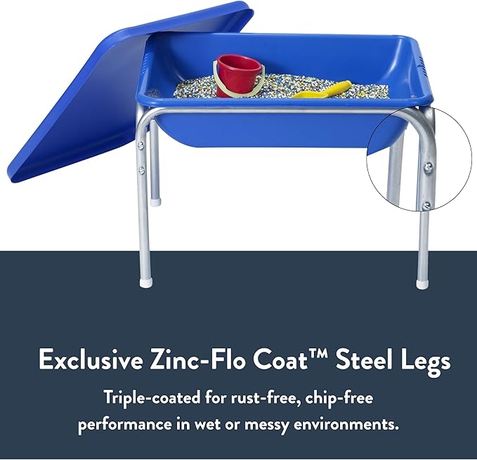 Children's Factory 18" Small Sensory Table, Sandbox with Lid, Water Table for Kids, Blue