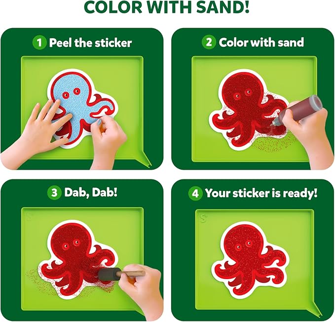 Skillmatics Sand Art Activity - Animals, Create & Stick 50+ Colorful Stickers, Creative Craft Kits & Supplies for Kids, Gifts for Girls & Boys Ages 4, 5, 6, 7, 8, 9, 10