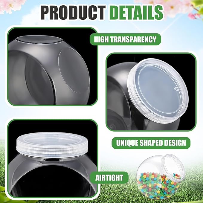 4 Pcs Plastic Candy Jar with Lid for Candy Buffet Large Storage Jar Clear Food Storage Canisters Kitchen Countertop Container for Cookies Beans Snacks Indoor Outdoor Wedding(60 oz)