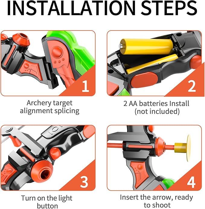 Bow and Arrow Set for Kids - LED Light Up Archery Toy Set - Includes 10 Suction Cup Arrows, Target & Quiver, Indoor & Outdoor Kids Archery Boys Toys