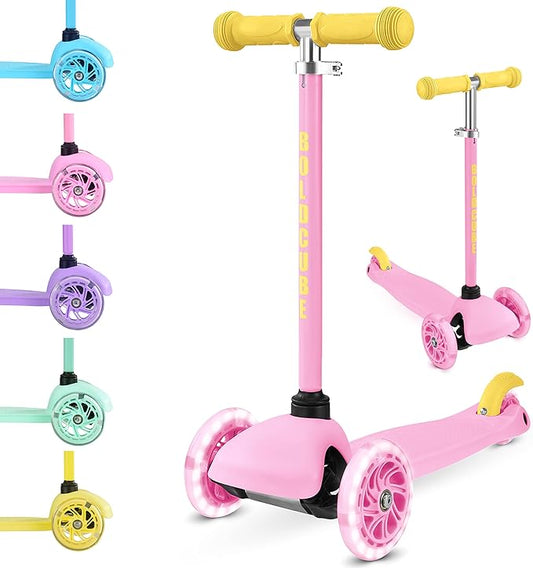 Teeny | 3 Wheel Scooter for Kids & Toddlers Ages 2-6 Years | Flashing Wheels | Height Adjustable 53 to 70 cm | My First Scooter