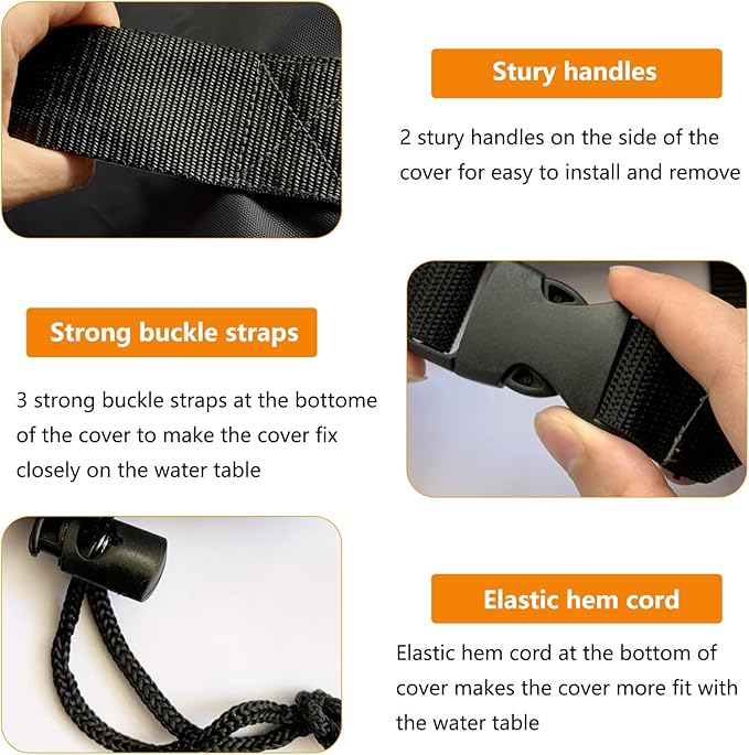 Kids Water Table Cover,Outdoor Heavy 600D Waterproof Anti-UV Dustproof Kids Water Play Table Cover,Compatible with Step2 Rain Showers Splash Pond Toddler Water Table,Black,Cover Only