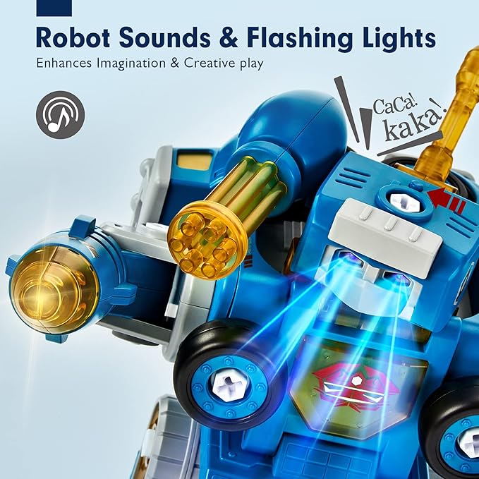 hahaland 5 Year Old Boy Birthday Gift - STEM Toys for Ages 5-7 - Toy for 5 Year Old - 5 in 1 Take Apart Trucks Transform to Robot - 6 Year Old Gifts Ideas - Boys Toys Age 4-6 Kids Construction Toys