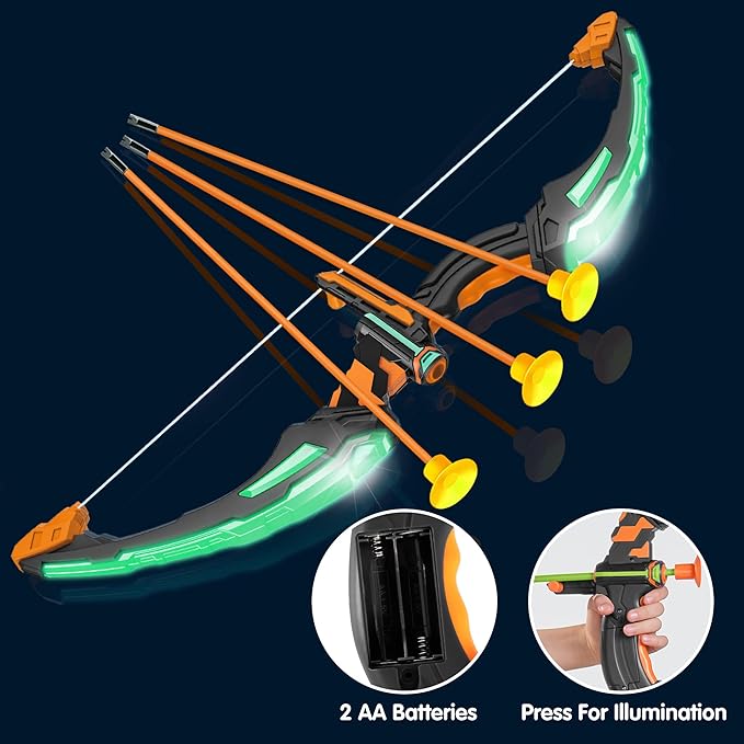 JOYIN Kids Bow and Arrow Set with LED Flash Lights, Outdoor Archery Set Toy Gift for Boys and Girls Ages 6-12 with Suction Cup Arrows, Target & Arrow Case, Great Birthday Gift for Kids/Children