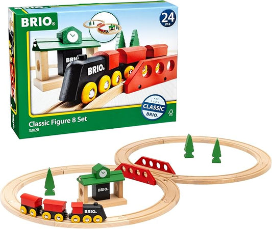 BRIO Classic Figure 8 Set - 22-Piece FSC-Certified Wood Train Set & Accessories - Includes Train, Depot, Trees, Tracks, & More - Compatible with All Sets - Fun Play for Kids Ages 2 & Up