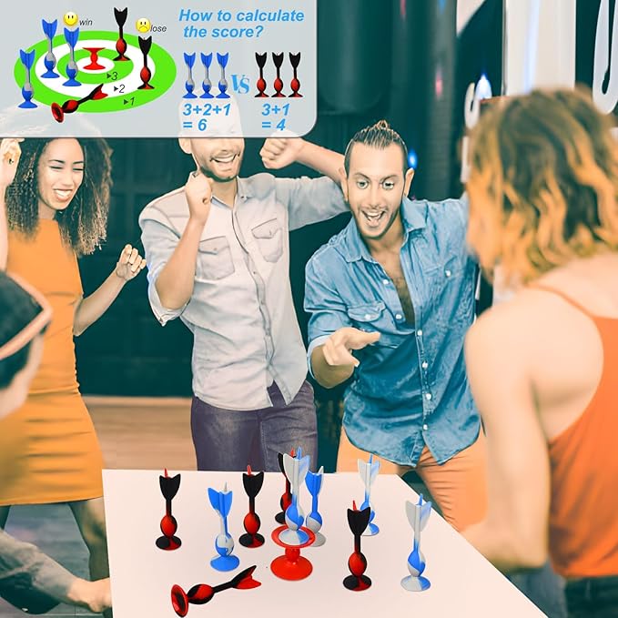 4.7 "Large Size 10 Pack Silicone Suction Colorful Darts with 1 Bullseye Sucker Sports Throwing Game Toy Set, Outdoor Indoor Game Sports