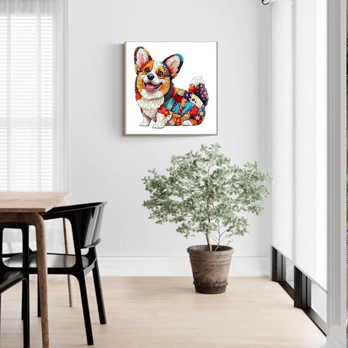 Wooden Puzzles for Adults, Wooden Jigsaw Puzzles for Adults Kids, Wood Puzzles Adult-Patchwork Corgi Unique Shaped Corgi Puzzle, Creative Birthday Gifts for Friends Family Game (11.4 * 10.4in 195pcs)
