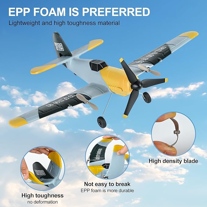 RC Plane Toy Drones 3 Channel BF-109 Airplane,2.4GHz 6-axis Gyro Stabilizer RTF Glider Aircraft Plane or Beginners Adults Kids with Xpilot Stabilization System Fighter