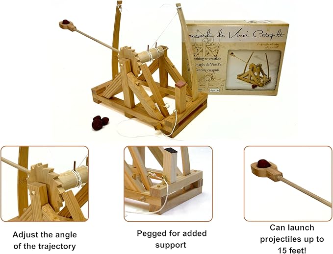 Pathfinders STEM Kits – Leonardo da Vinci Catapult kit | Trebuchet Science Kits for Kids Age 12-14 | Toys for Ages 8-13 Physics Toys | Kids Engineering kit | Learning Resource | Engineering