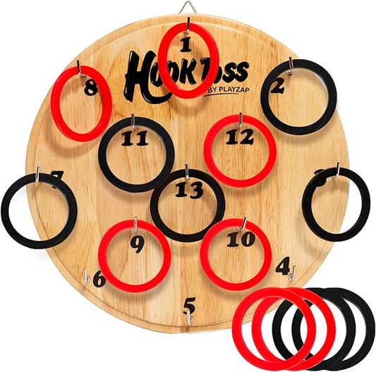 Hook Game Ring Toss for Adults & Kids, Wooden Board Dart Wall Game, Outdoor Indoor Games for Family and Friends, Played at Dorm, Beach, Party, Camping and Yard