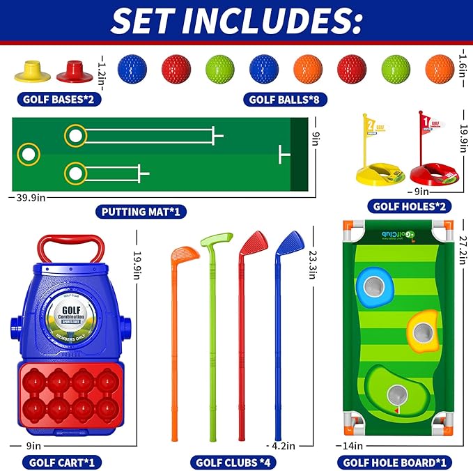 Bennol Upgraded Kids Toddler Golf Set, Indoor Outdoor Outside Toys Gifts for 3 4 5 Years Old Boys, 3 4 5 6 7 Years Old Boys Toys Birthday Gifts Ideas, Outdoor Golf Set Game for Kids Boys