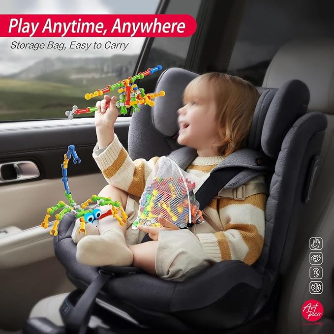 173pcs Kids Building Kit STEM Toys Building Blocks Toy Ages 4-8 Educational Construction Engineering Toys for 3 4 5 6 7 8 Year Old Boy and Girl Creative Kids Games Learning Activities