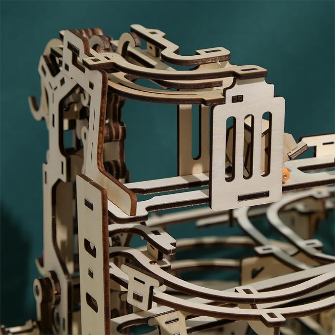 3D Wooden Puzzles Marble Run Set - Time Traveler Mechanical Model Kits with Motor, Brainteaser and Puzzle for Christmas/Birthday,Gifts for Adults and Teens to Build Combination
