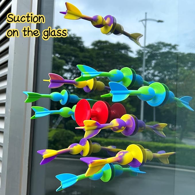 4.7 "Large Size 10 Pack Silicone Suction Colorful Darts with 1 Bullseye Sucker Sports Throwing Game Toy Set, Outdoor Indoor Game Sports