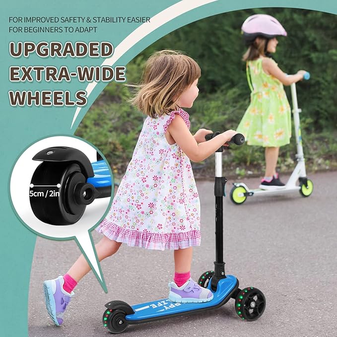 besrey Kids Scooter, Kick Scooters for Kids Age 3-8, 3 Wheel Scooter for Kids with LED Light Wheels, Toddler Scooter Foldable Extra Wide Deck Outdoor Activities for Boys/Girls