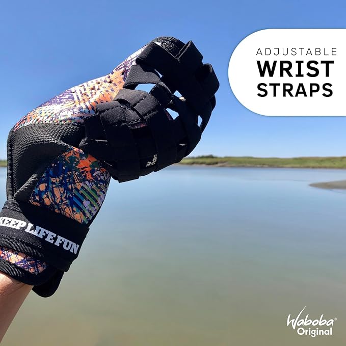 Waboba Catch Water Gloves Pro Water Bouncing Ball Set - for Beach Games & Swimming Pool Toys – 2 Baseball Style Mitts for Catching Water Balls – One Size Ambidextrous Design, Black