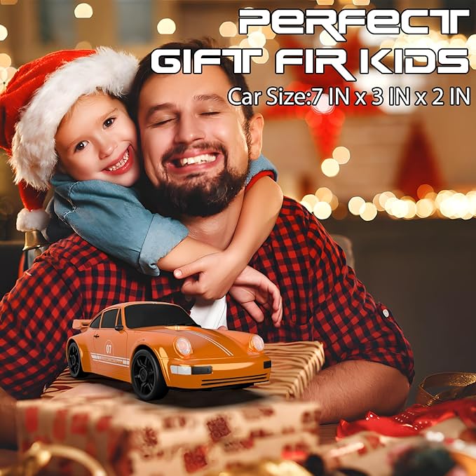 Remote Control Car, 1/24 Scale RC Drift Car, 4WD 15KM/H High Speed RC Cars, Racing Sport Toy Car with LED Lights, Racing Tire, Birthday for Kids Boys Girls, Rechargeable Battery