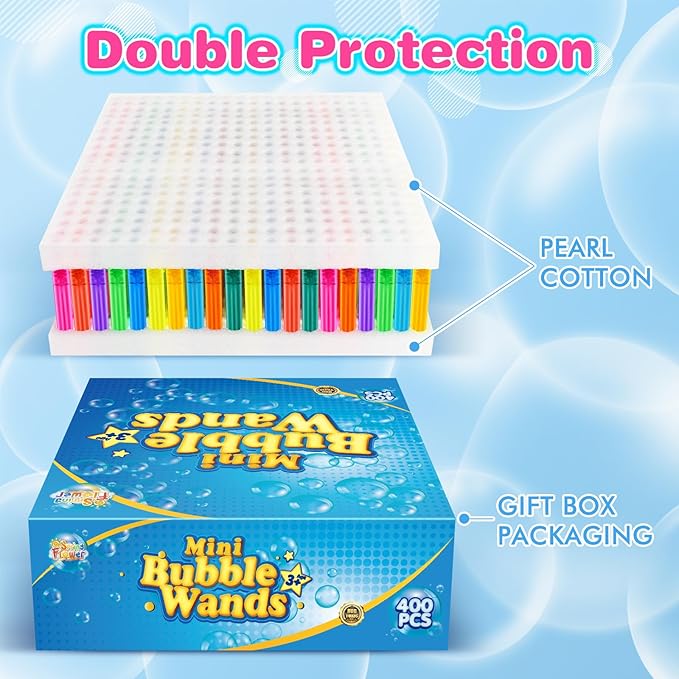 SpringFlower 400 PCS Mini Bubble Wand, Bubble Bulk for Kids, Party Favor Supply, Themed Birthday, Summer Outdoor Activities, Bubble Maker Mini Bubble Wand 10 Colors
