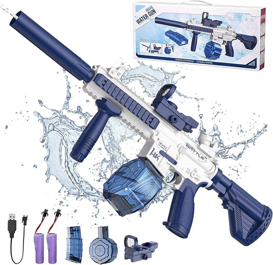 Electric Water Gun,Squirt Gun Toy,Automatic Water Blaster Gun up to 35 FT Long Range,Outdoor Pool Beach Party Shooting Game Toy,Ideal Water Gun Toy Gifts for Kids & Adults (Sea Blue)
