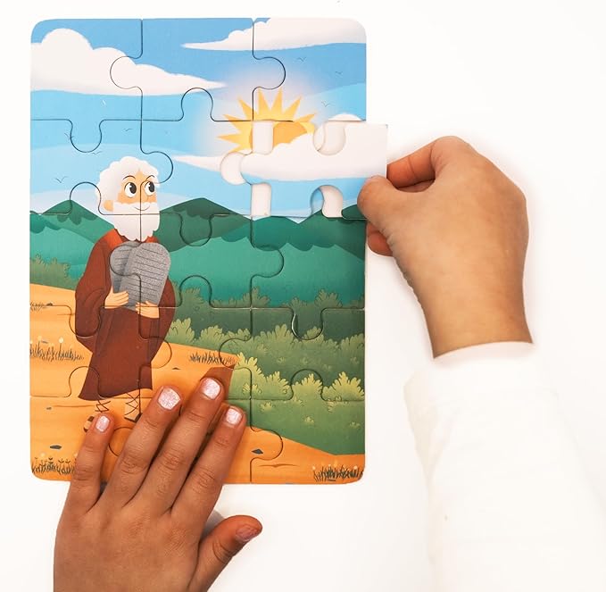 4-in-1 Wooden Jigsaw Puzzles in Box (15 pcs Each) | Religious Gifts for Kids | Christian Gifts for Kids | Noah's Ark | Toddler Puzzles (Old Testament)