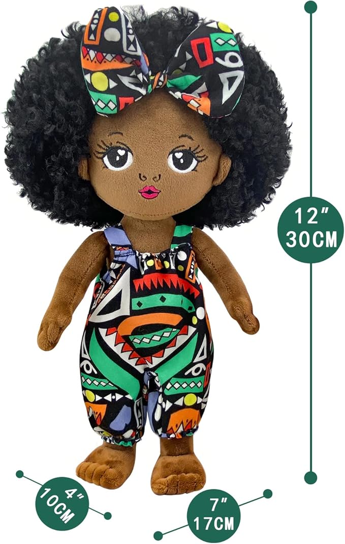 Black Baby Dolls African American Doll Black Dolls 12'', Baby Dolls for 3 Year Old Girls,Soft Doll for Girls Stuffed Plush Doll for Girl