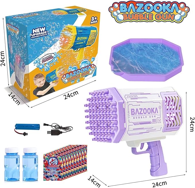 Bubble Gun, 69 Holes Bubble Machine Bubbles Kids Toys for Boys Girls Age 3 4 5 6 7 8 9 10 11 12 Year Old, Summer Outdoor Toy Birthday Wedding Party Favors Gifts