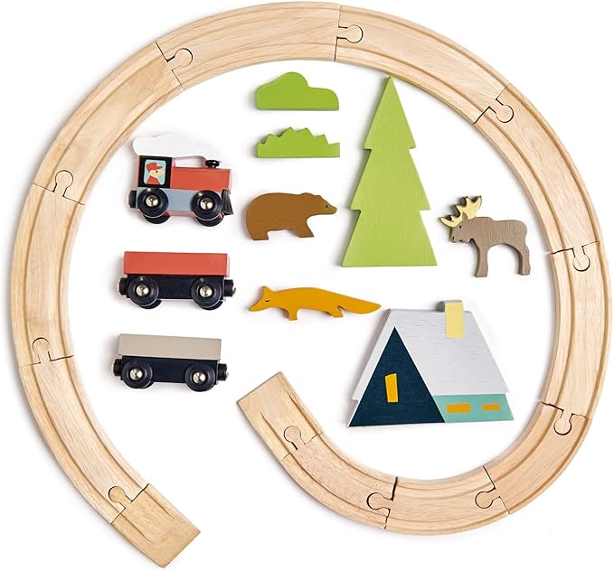 Tender Leaf Toys - Treetops Train Set - Beautiful Wooden Toy Train Set Kids - Intelligent and Imaginative Play Skills for Age 3+