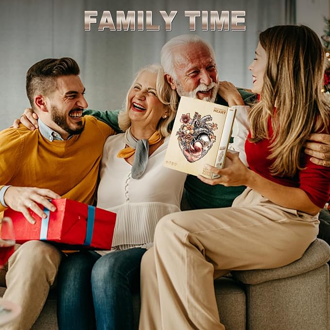 KAAYEE Wooden Puzzles for Adults, 90 Pieces Mechanical Heart Wooden Jigsaw Puzzles for Adult, Unique Shaped Wood Puzzle Gifts for Adults Kids Advanced Heart Puzzle (8.9 * 7.1 in)