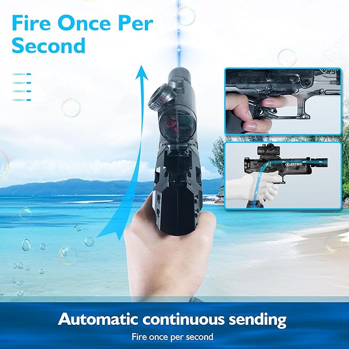 Electric Water Gun for Kids Ages 8-12-Automatic Water Gun-Super Soaker with Automatic High Power,Beach Toys for Summer Outdoor Fun,Perfect Pool and Water Guns Play (Black*2)