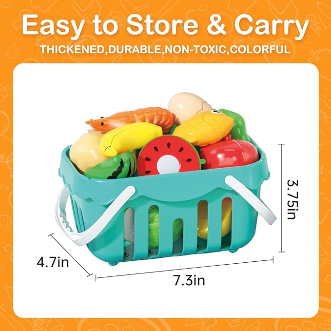 130Pcs Kitchen Playset, Toddler Pretend Cooking Play Pots, Pans, Utensils Cookware, Daily Food Fruit Veges, Shopping Storage Basket, Dessert, Prop Money, Learning Gift for Child (Blue)