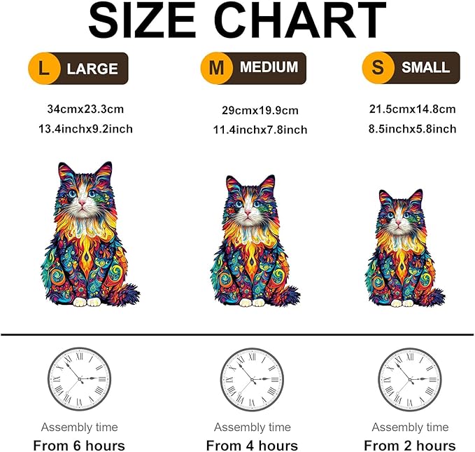Wooden Puzzles for Adults, Wooden Jigsaw Puzzles for Adults Kids, Colorful Ragdoll Cat-2 Unique Shaped Wood Puzzles Adult, Creative Birthday Gifts for Friends Family Game (13.4 * 9.2in 195pcs)