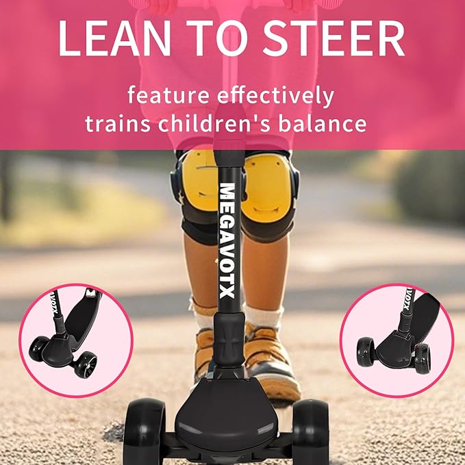 Kids & Adults Kick Scooter – 2 or 3 Wheel Options (LED on 3-Wheel) for Outdoor Fun & Commuting, Foldable and Portable, Adjustable Handle, Anti-Slip Deck (Ages 3 to Adult),Birthday Gift