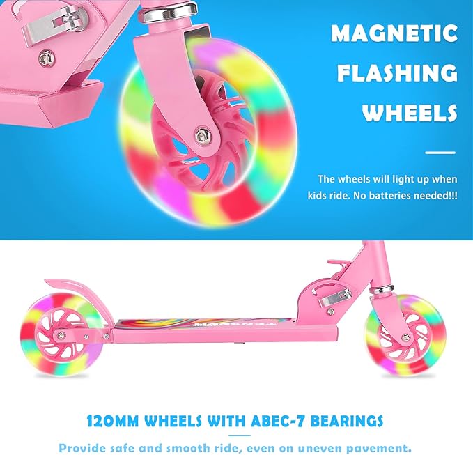 TENBOOM Scooter Toys for Kids Ages 6-12/3-5, Christmas Birthday Gifts for Girls Boys, Easy Folding Kids Scooter with 3 Levels Adjustable Handlebar