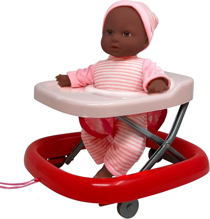 Baby Doll Set with 12 Inch Soft Baby & Foldable Walker, Cute Baby Doll Accessories Playset, Learn to Walk Dolls for Toddlers Boys and Girls