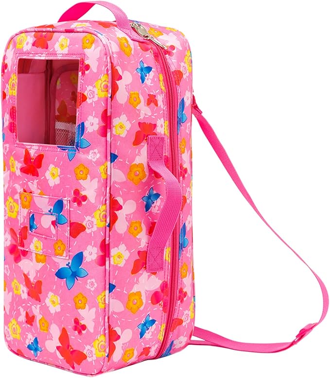 ZITA ELEMENT Quality 14.5 Inch Girl Doll Butterfly Design Carrier Case Travel Bag for 14-14.5 Inch Doll Accessories