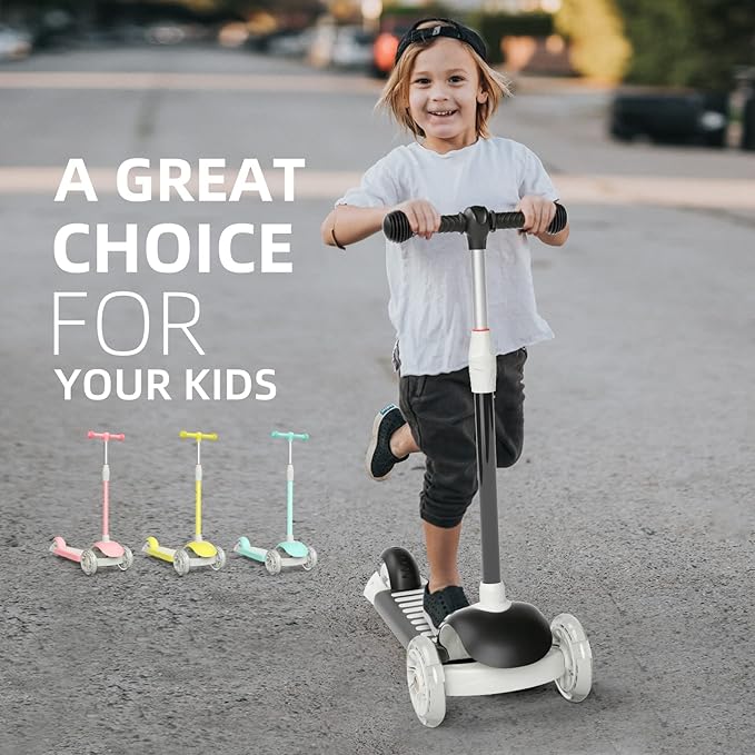 67i Scooter for Kids 3 Wheel Scooter Kids Kick Scooter for Toddler Girls Boys Scooter with Adjustable Height and Light-Up Wheels Scooter for Children Ages 3-12